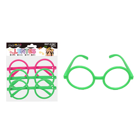 Lente para fiesta marco redondo colores surtidos 3pcs