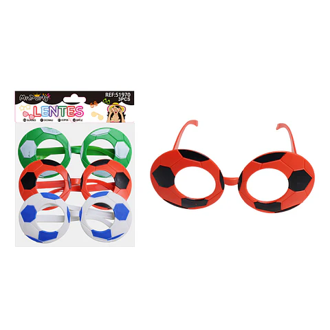 Lente para fiesta fútbol 3pcs