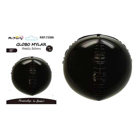 Globo metálico esfera 4D negro 22 pulgadas