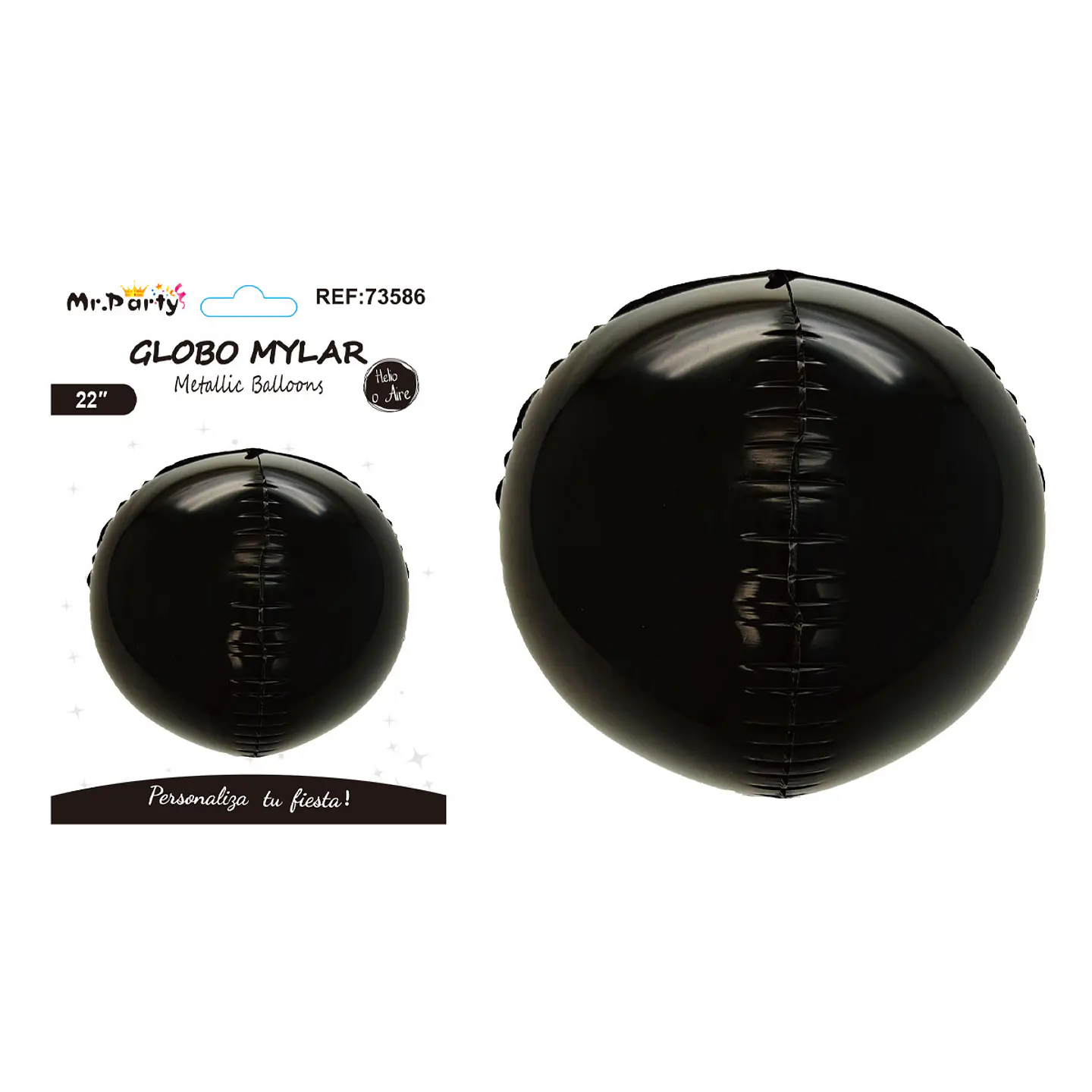 Globo metálico esfera 4D negro 22 pulgadas 1