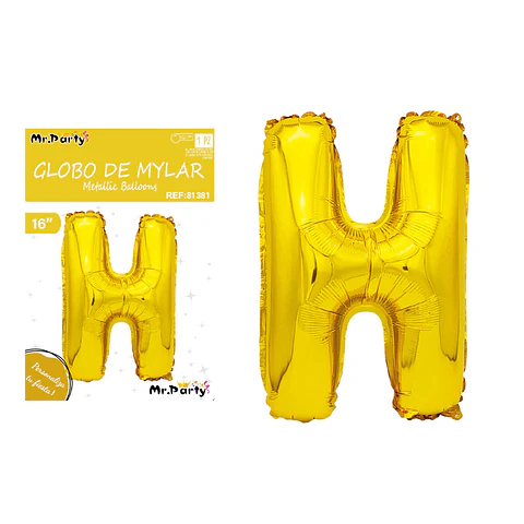 Globo metálico dorado 40cm letra H
