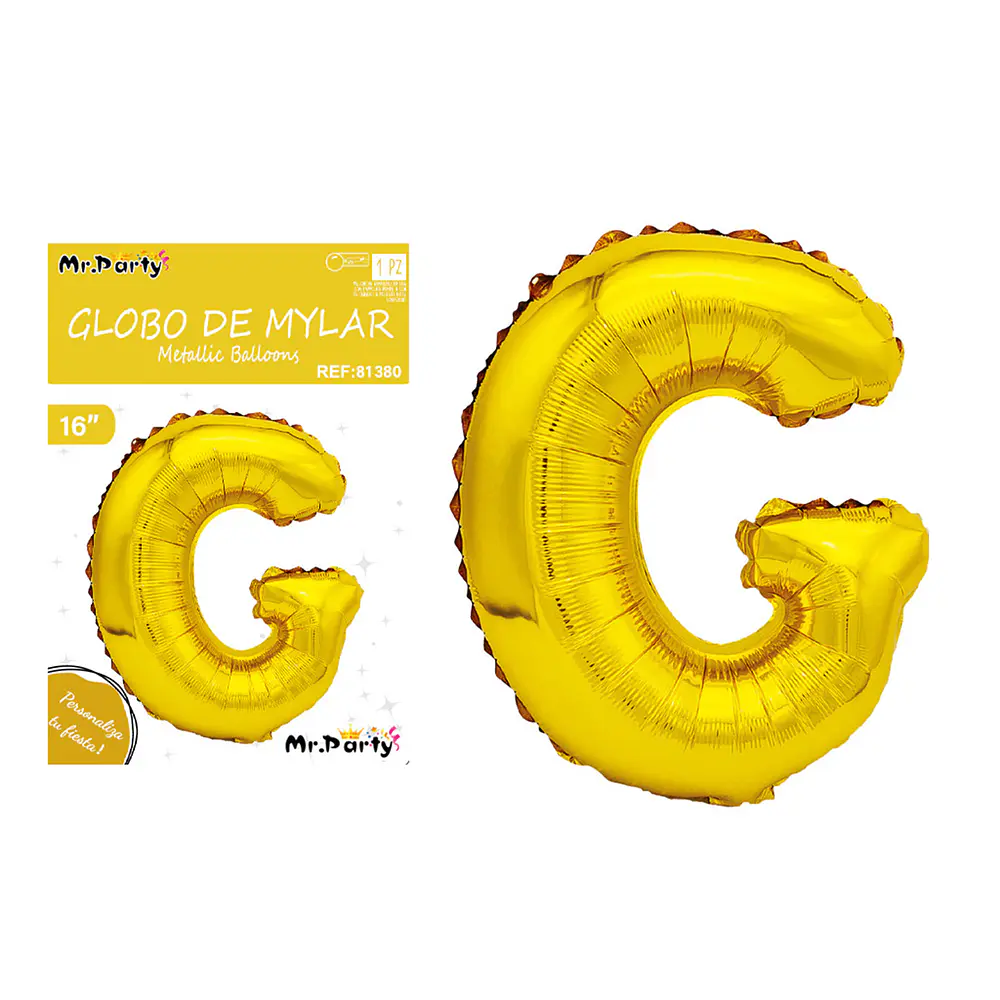 Globo metálico dorado 40cm letra G