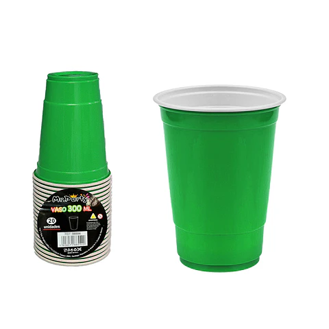 Vasos plásticos desechable verde oscuro 300ML 20pcs