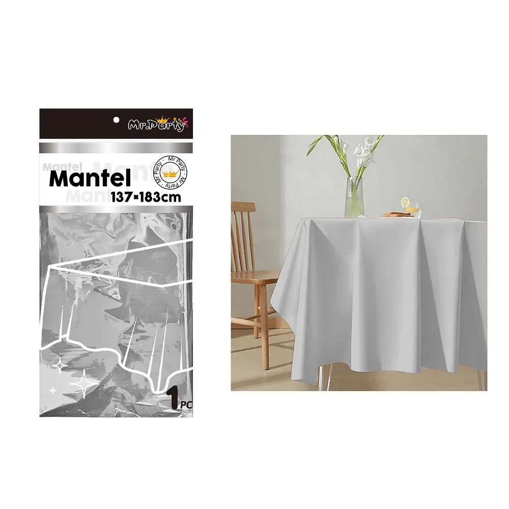 Mantel metálico plateado 137*183cm
