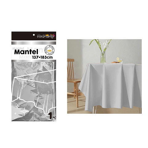 Mantel metálico plateado 137*183cm