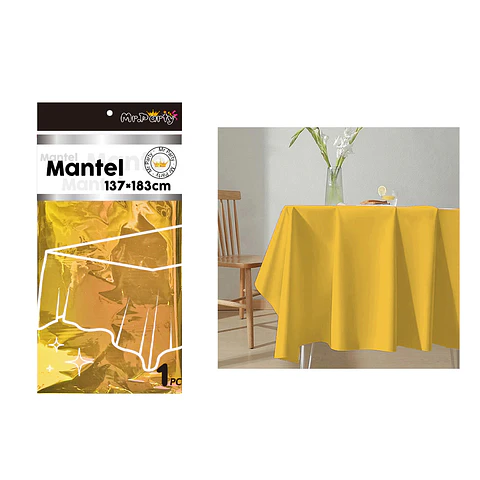Mantel metálico dorado 137*183cm