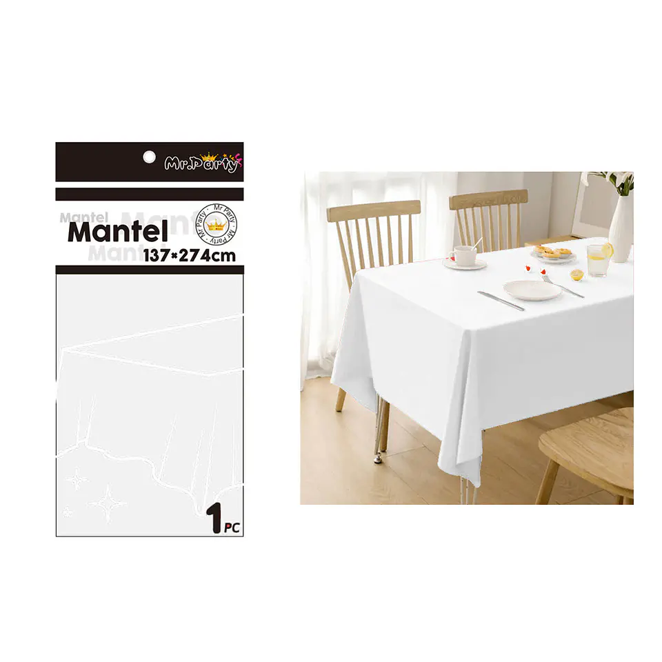 Mantel PE plástico blanco 137*274cm 1