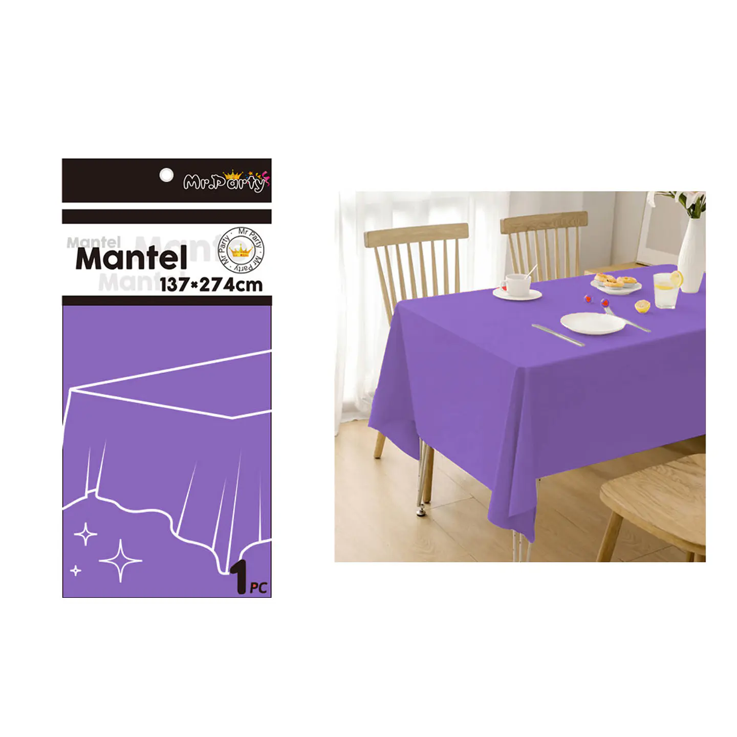 Mantel PE plástico morado 137*274cm 1