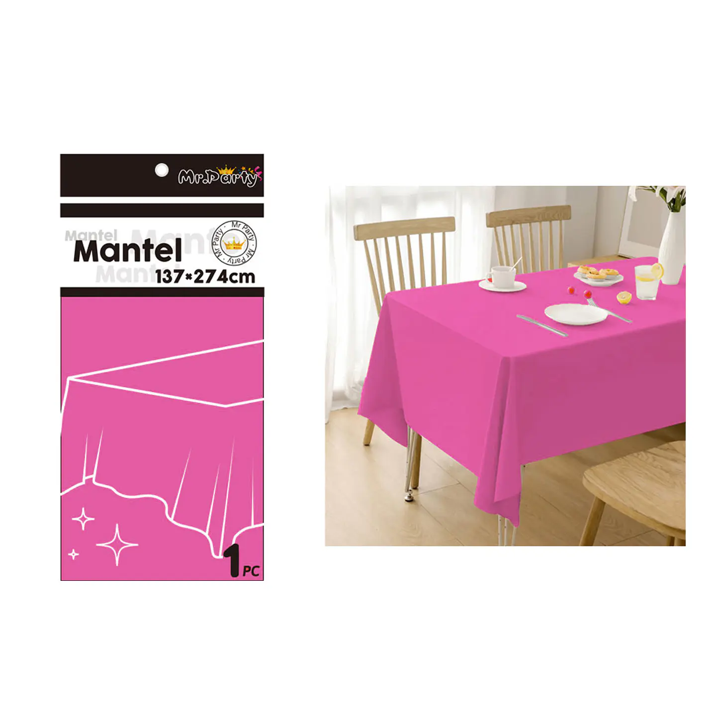Mantel PE plástico fucsia 137*274cm 1