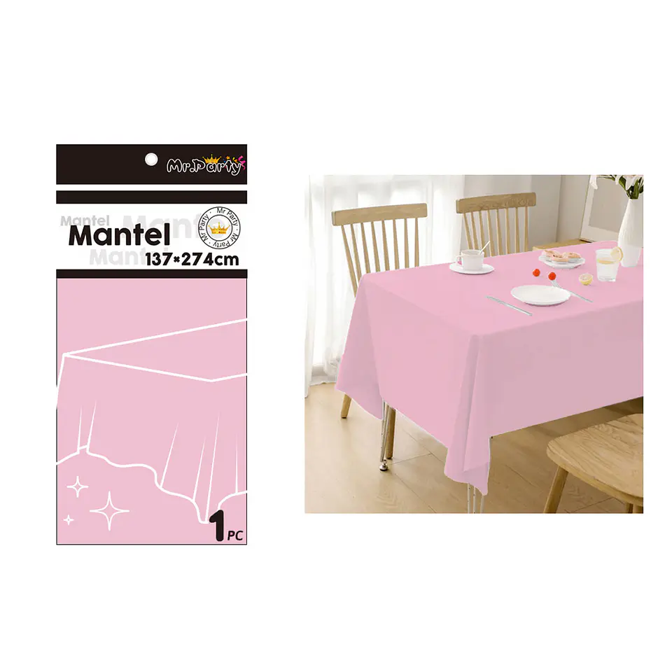 Mantel PE plástico rosa 137*274cm 1