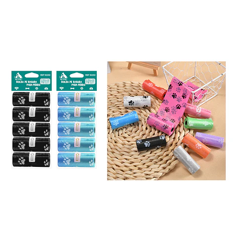 Bolsas de basura para mascotas con diseño 5 rollos Color Aleatorio
