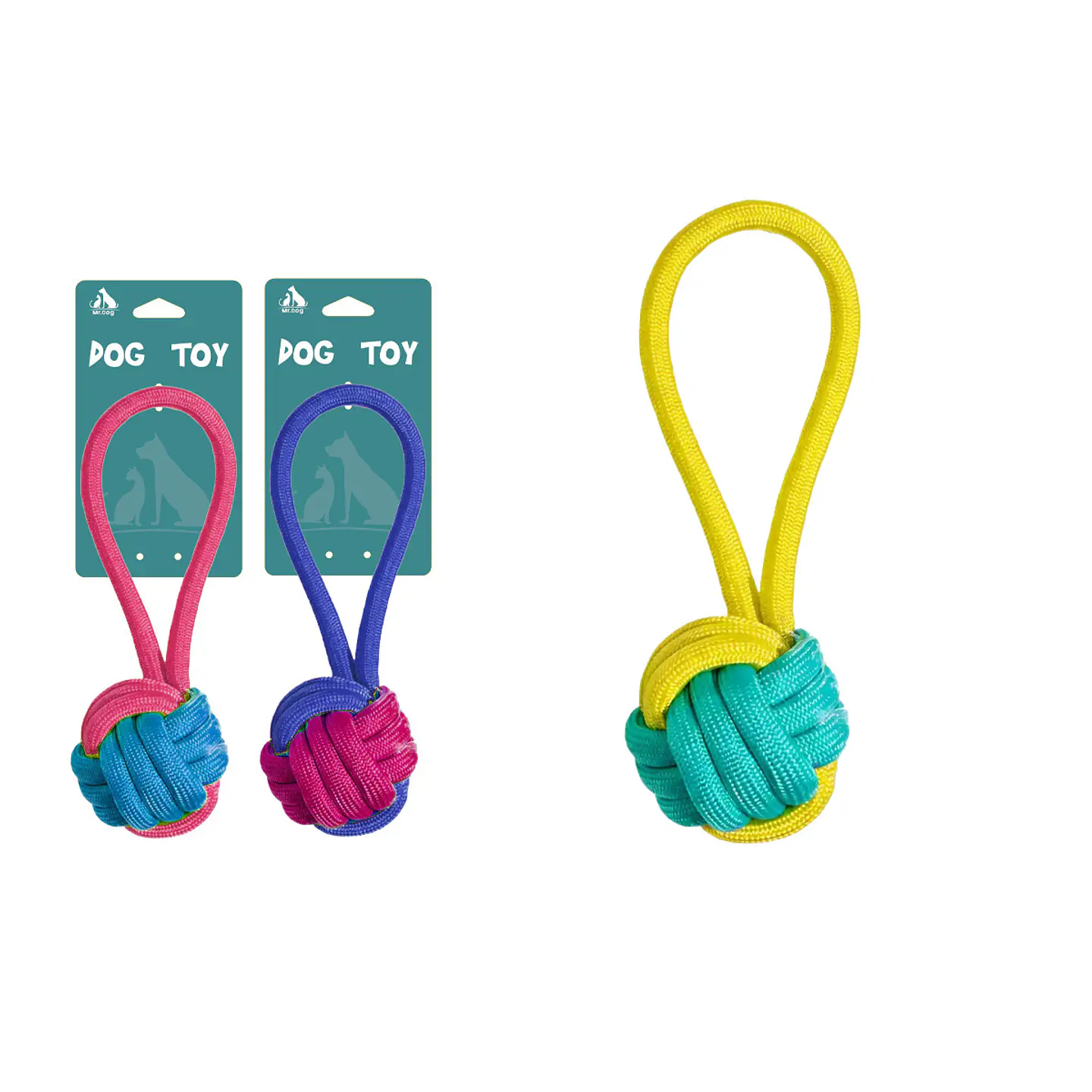 Juguete cuerda pelota bicolor para mascota 6*20cm Color Aleatorio 1