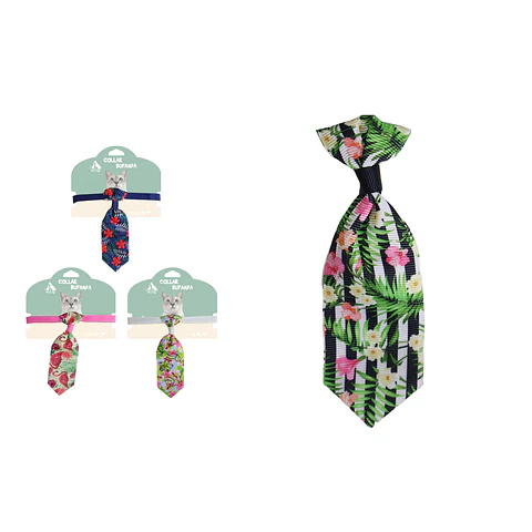 Collar con corbata tropical para mascota Color Aleatorio