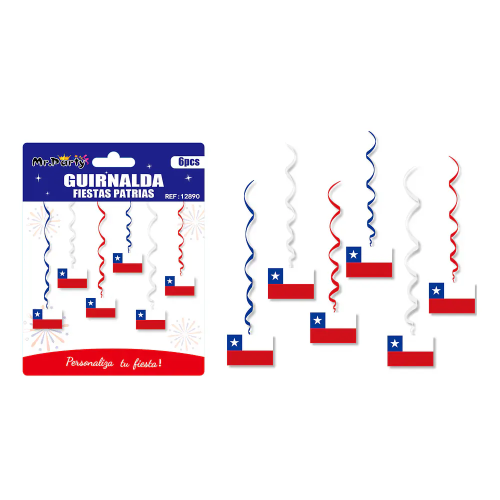 Adorno colgante de Banderas de Chile 6pcs