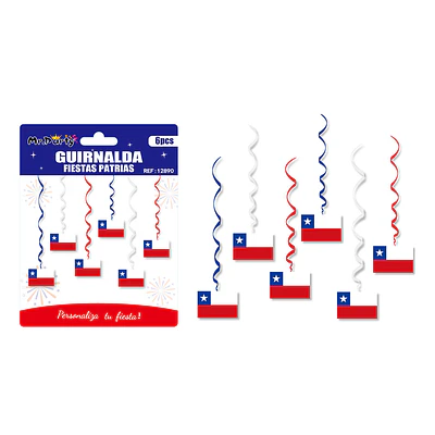Adorno colgante de Banderas de Chile 6pcs