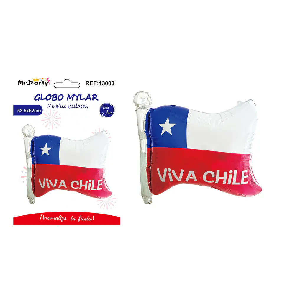 Globo metálico diseño Bandera de Chile 53.5*62cm