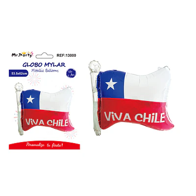 Globo metálico diseño Bandera de Chile 53.5*62cm