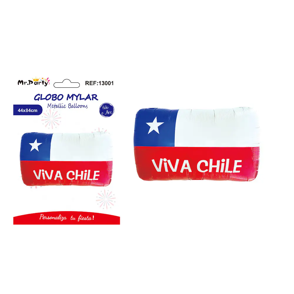 Globo metálico diseño Bandera de Chile 44*84cm