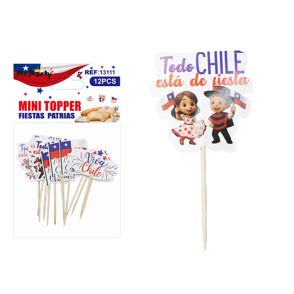 Set de toppers decorativos de Fiestas Patrias 7*10cm 12pcs