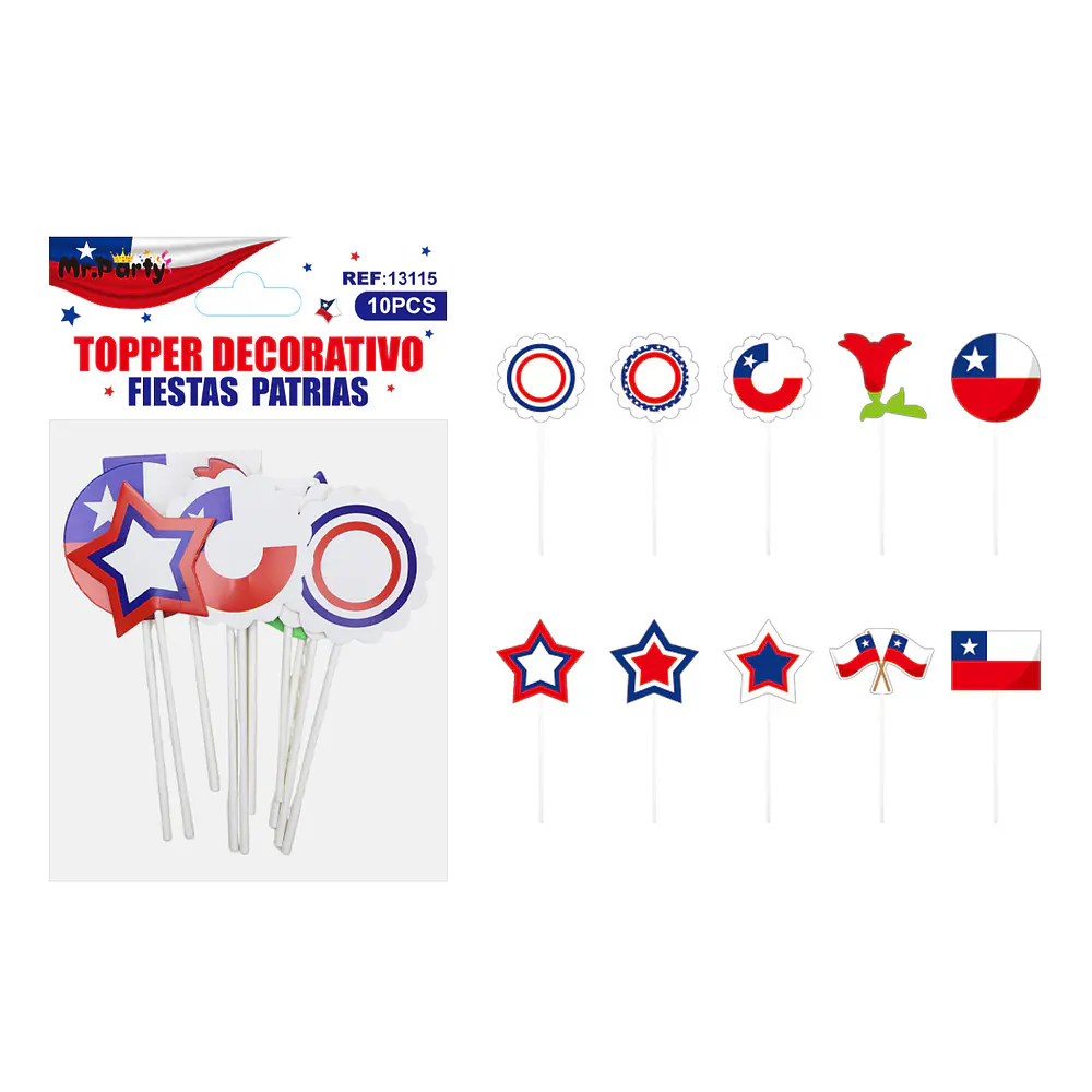 Set de toppers decorativos de Fiestas Patrias 4*7cm 10pcs