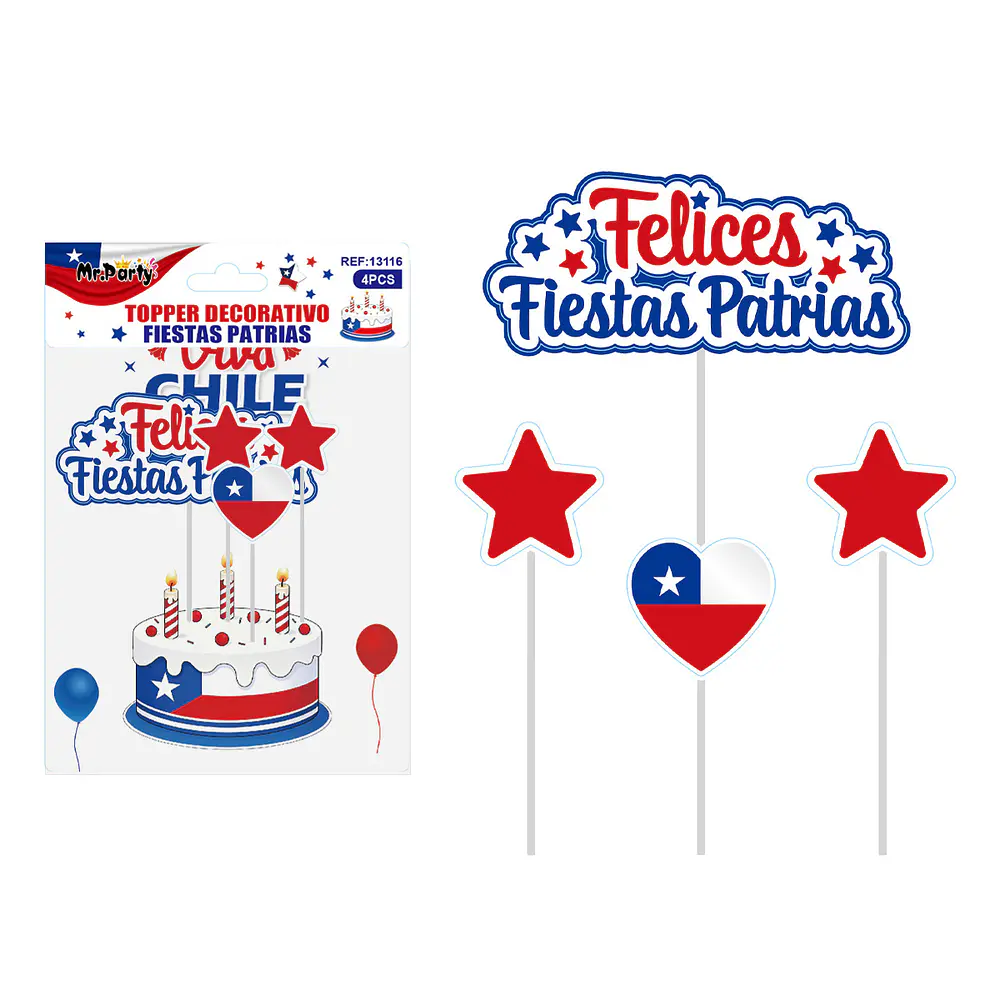 Set de toppers decorativos de Fiestas Patrias 4pcs
