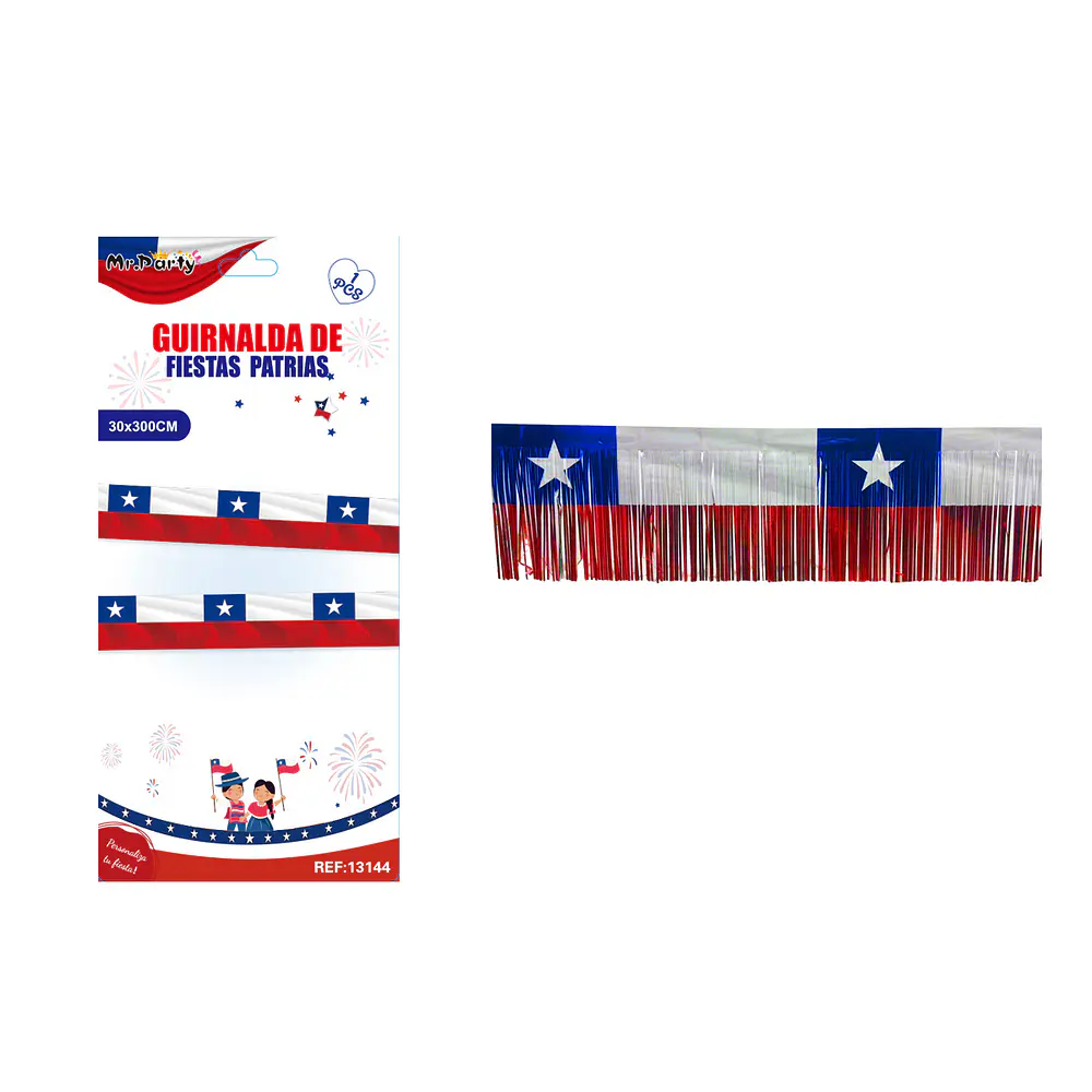 Guirnalda de flecos Bandera de Chile 30*300cm