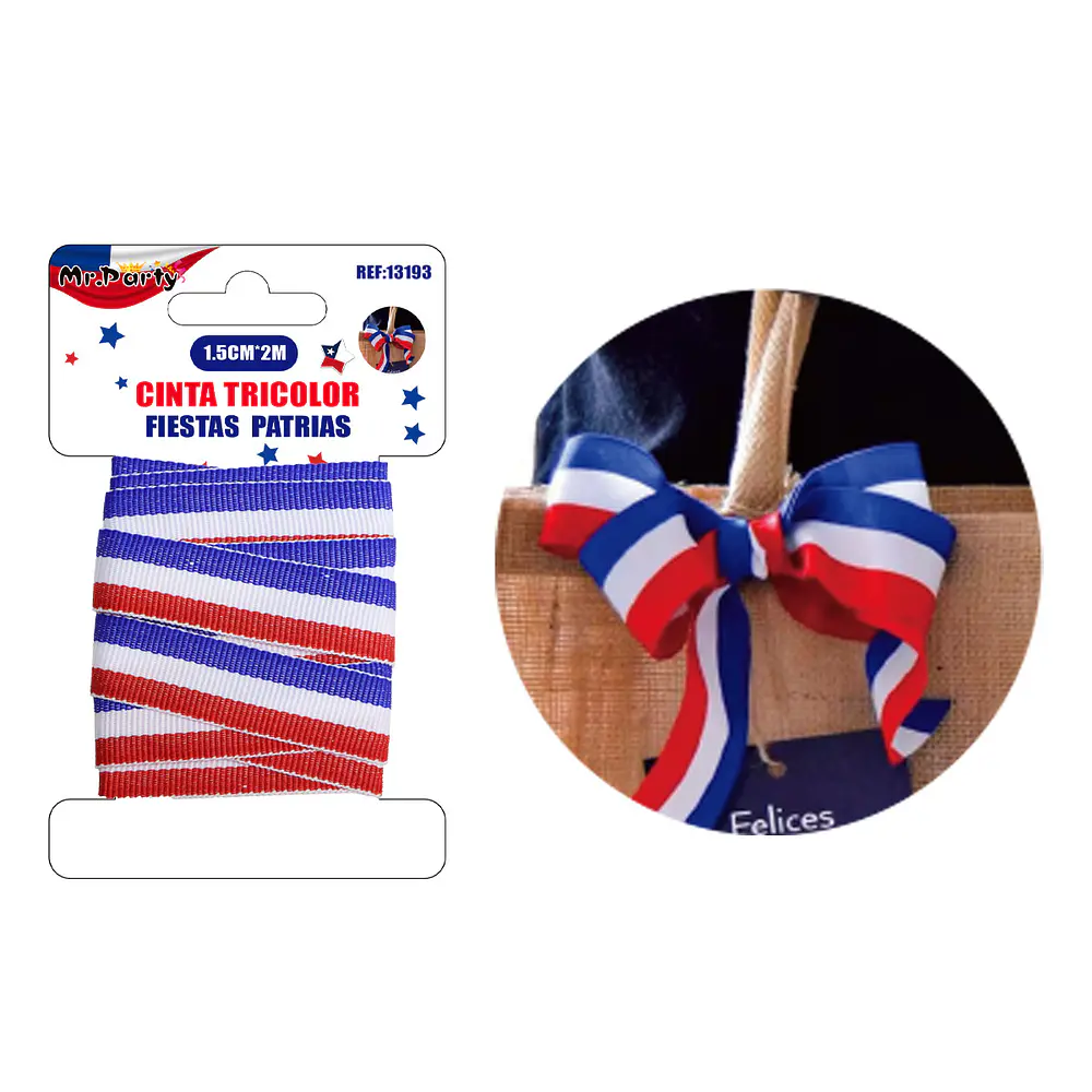 Cinta decorativa diseño Bandera de Chile 2.5cm*1.5M