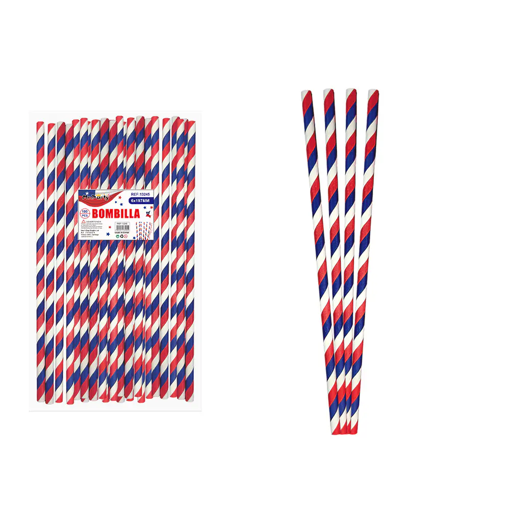 Bombillas con espiral tricolor 20cm 100pcs