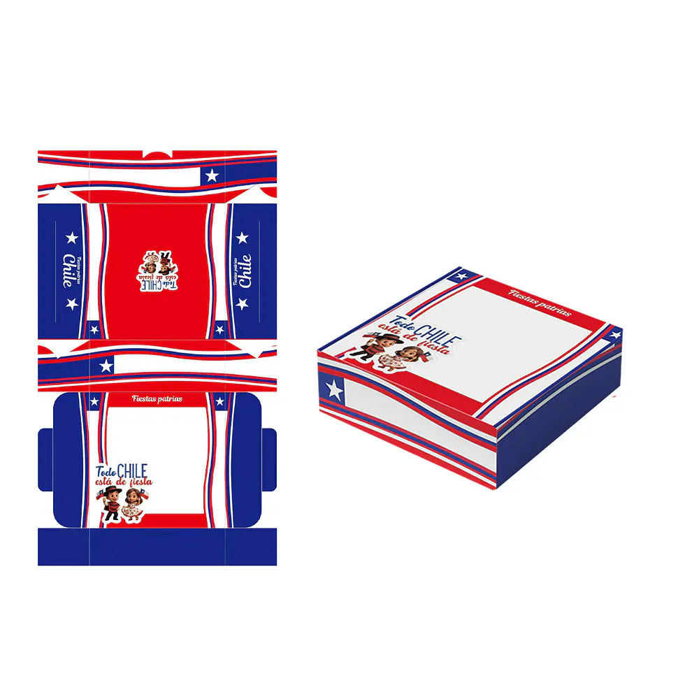 Caja de papel plegable Fiestas Patrias 23*23*9cm 6pcs