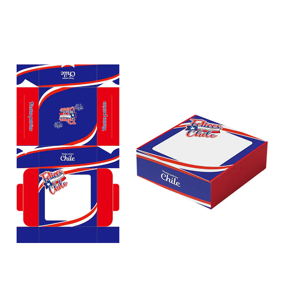 Caja de papel plegable Fiestas Patrias 23*23*9cm 6pcs