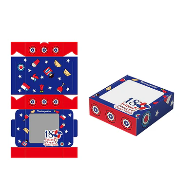 Caja de papel plegable Fiestas Patrias 23*23*9cm 6pcs