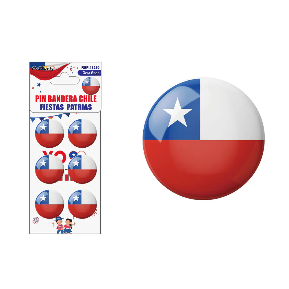Chapitas de Fiestas Patrias 3cm 6pcs