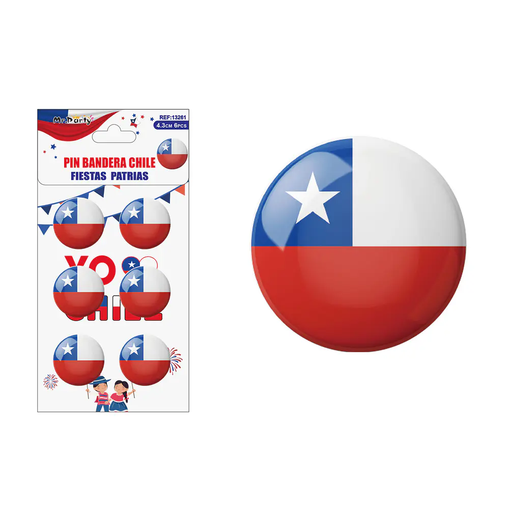 Chapitas de Fiestas Patrias 4.3cm 6pcs