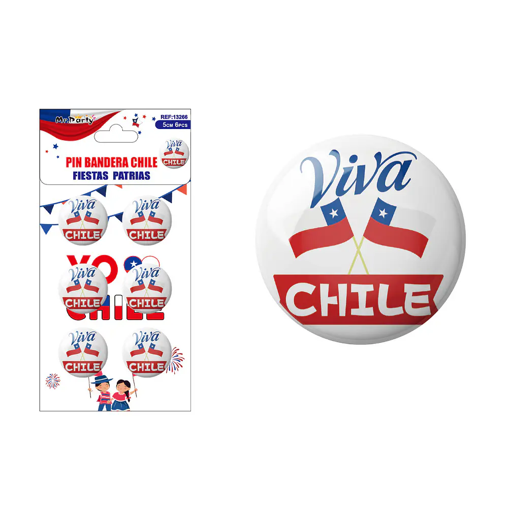 Chapitas de Fiestas Patrias 5cm 6pcs