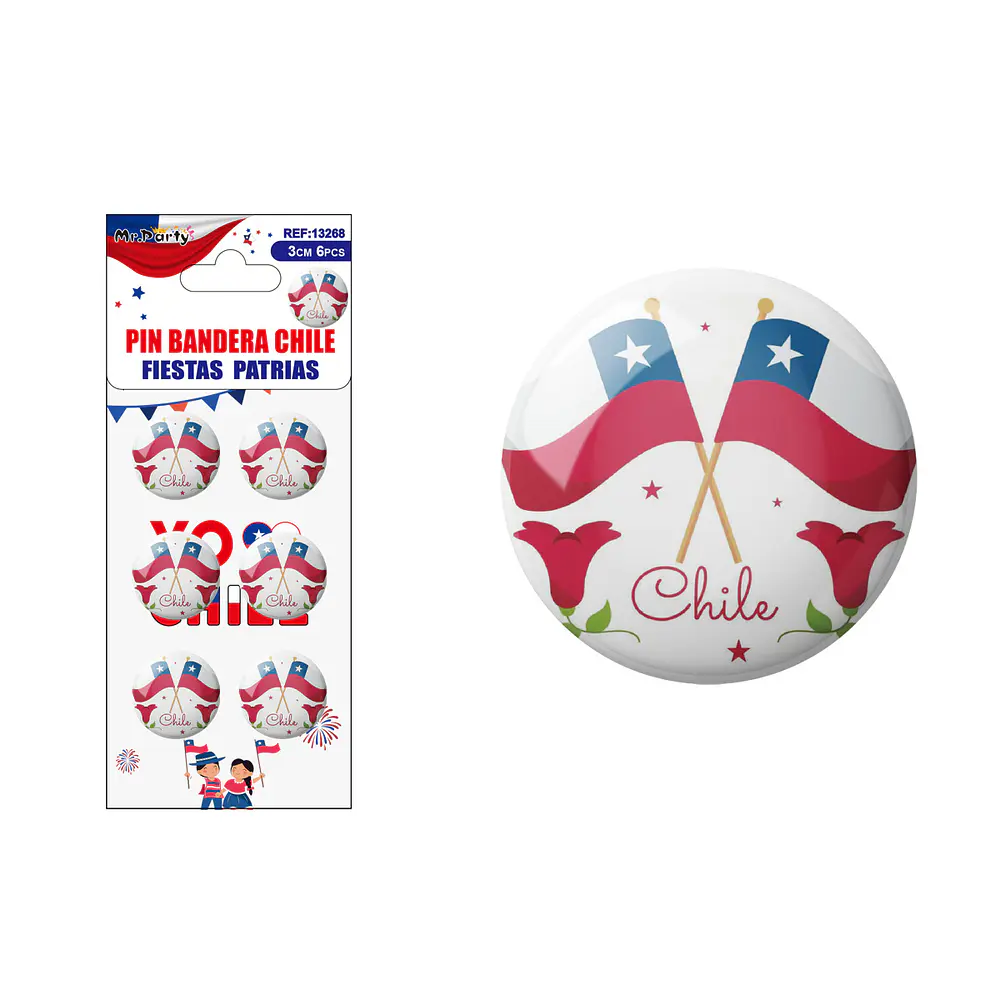 Chapitas de Fiestas Patrias 3cm 6pcs