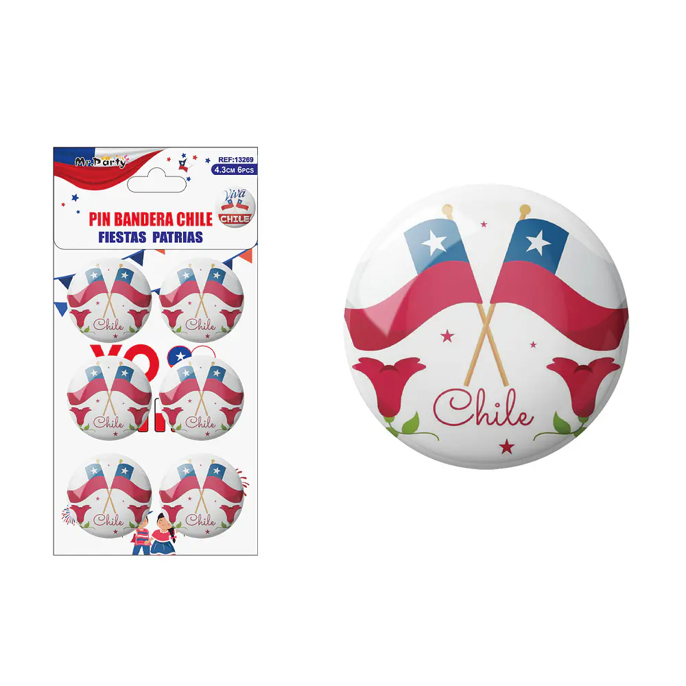 Chapitas de Fiestas Patrias 4.3cm 6pcs