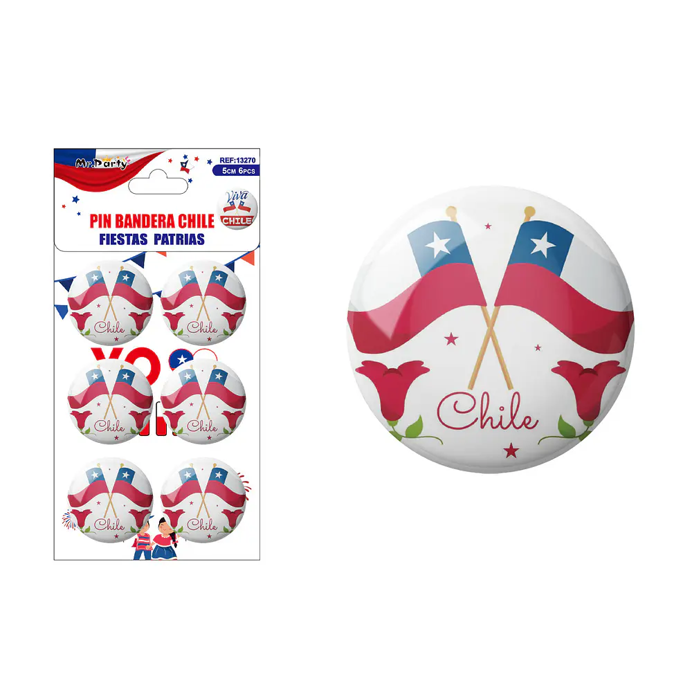 Chapitas de Fiestas Patrias 5cm 6pcs