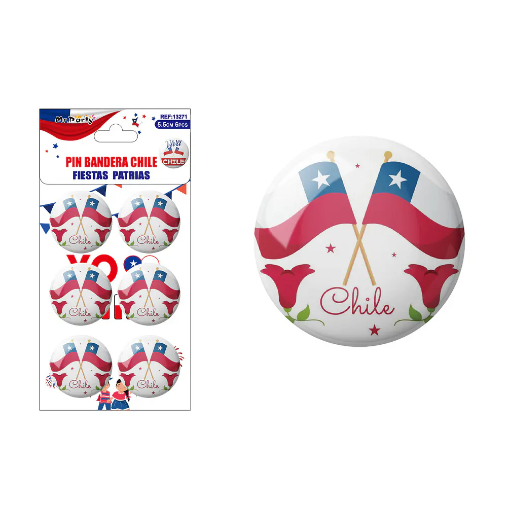 Chapitas de Fiestas Patrias 5.5cm 6pcs