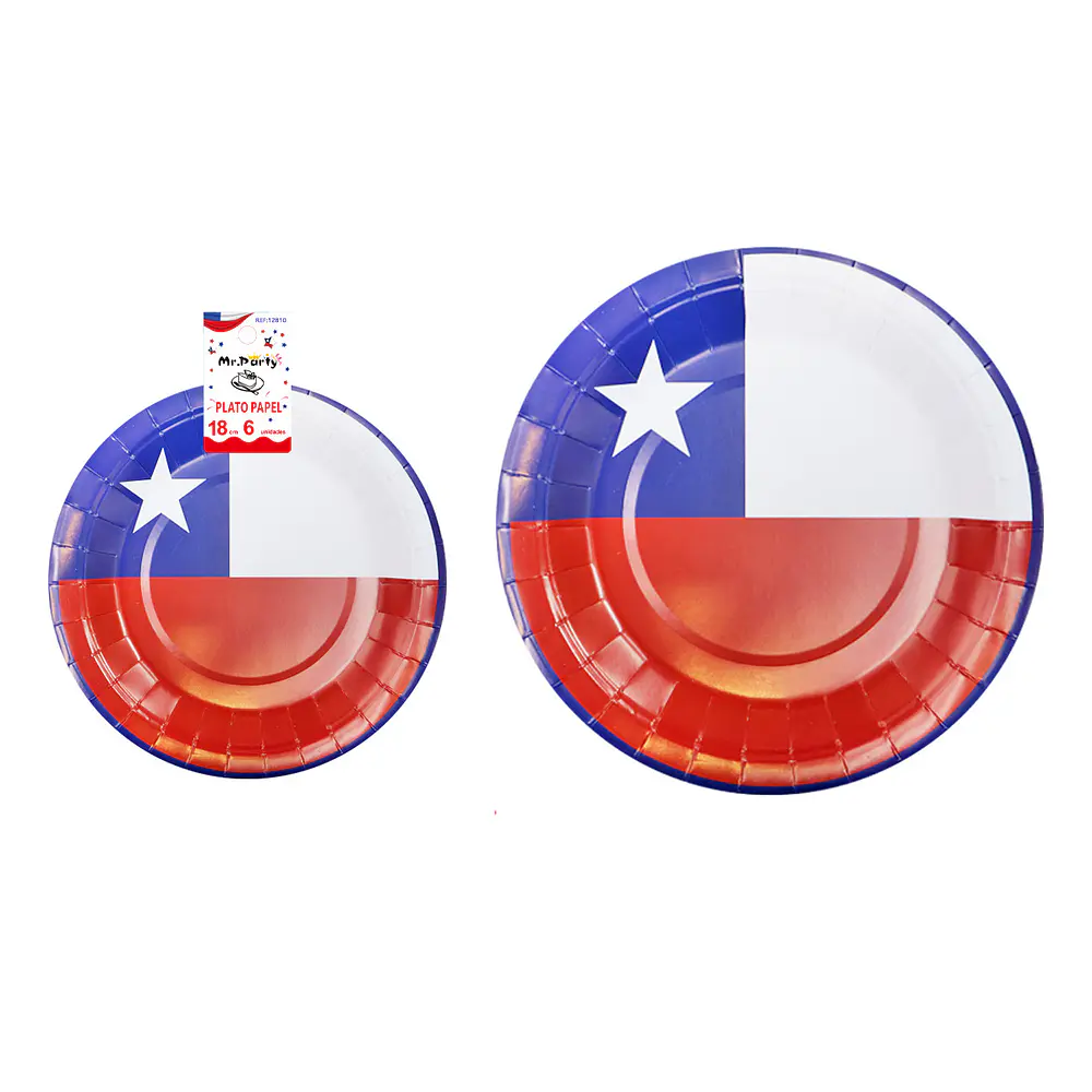 Platos de cartón Fiestas Patrias 18cm 6pcs