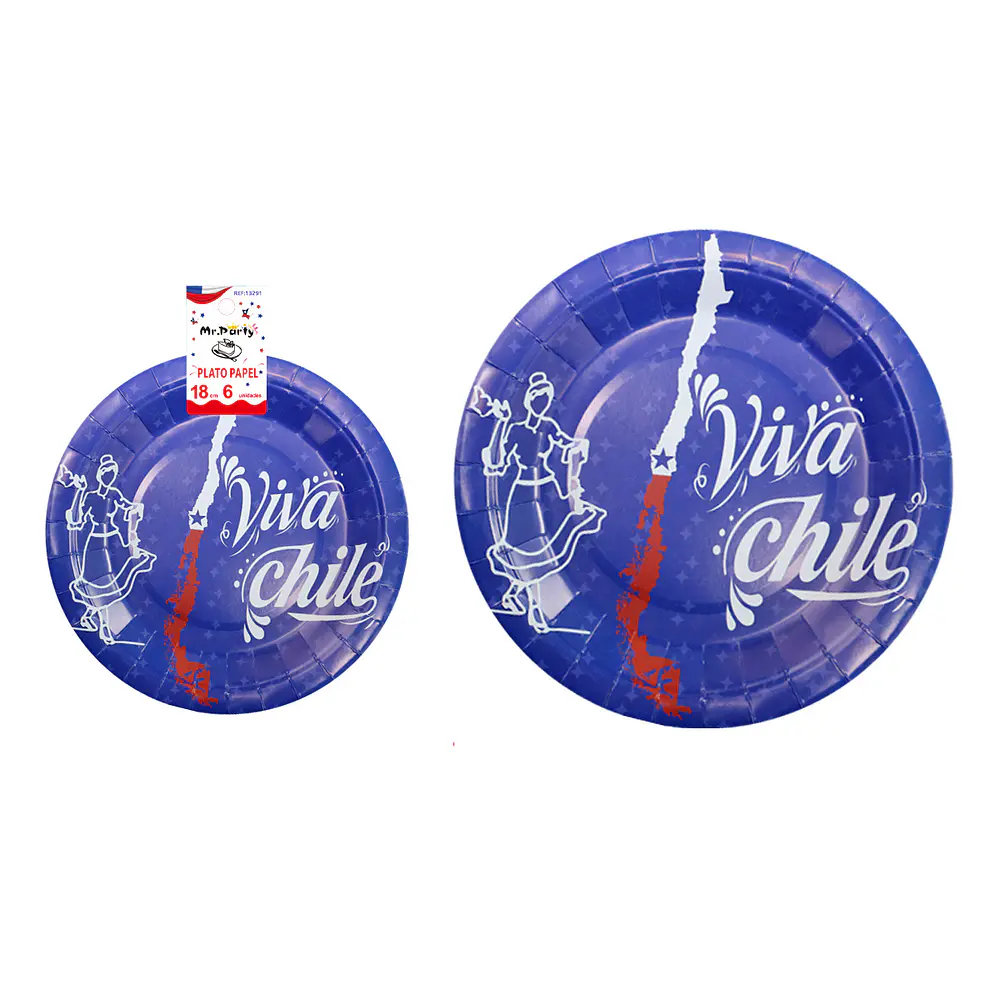 Platos de cartón Fiestas Patrias 18cm 6pcs