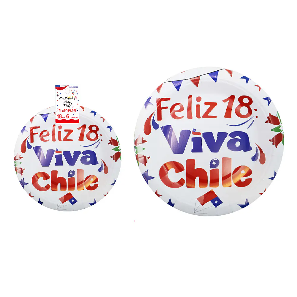 Platos de cartón Fiestas Patrias 18cm 6pcs
