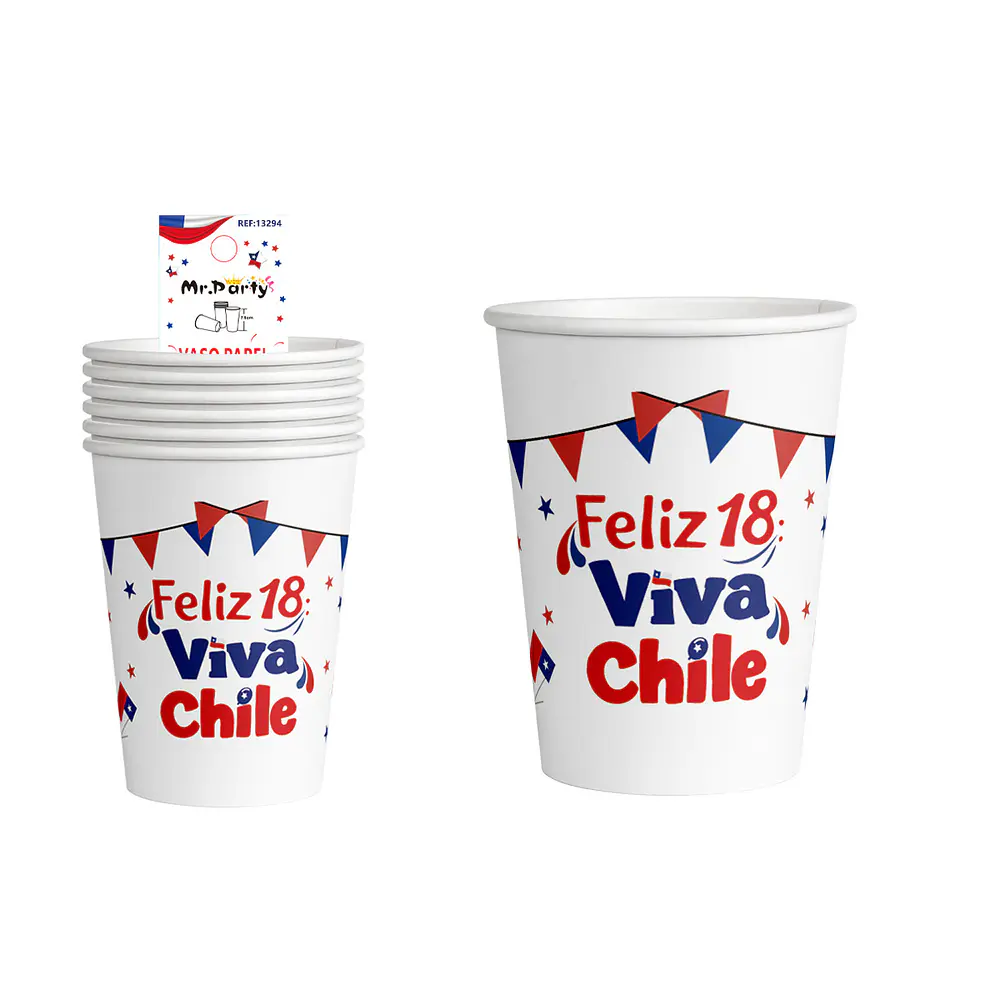 Vasos de cartón Fiestas Patrias 7*8.5cm 6pcs