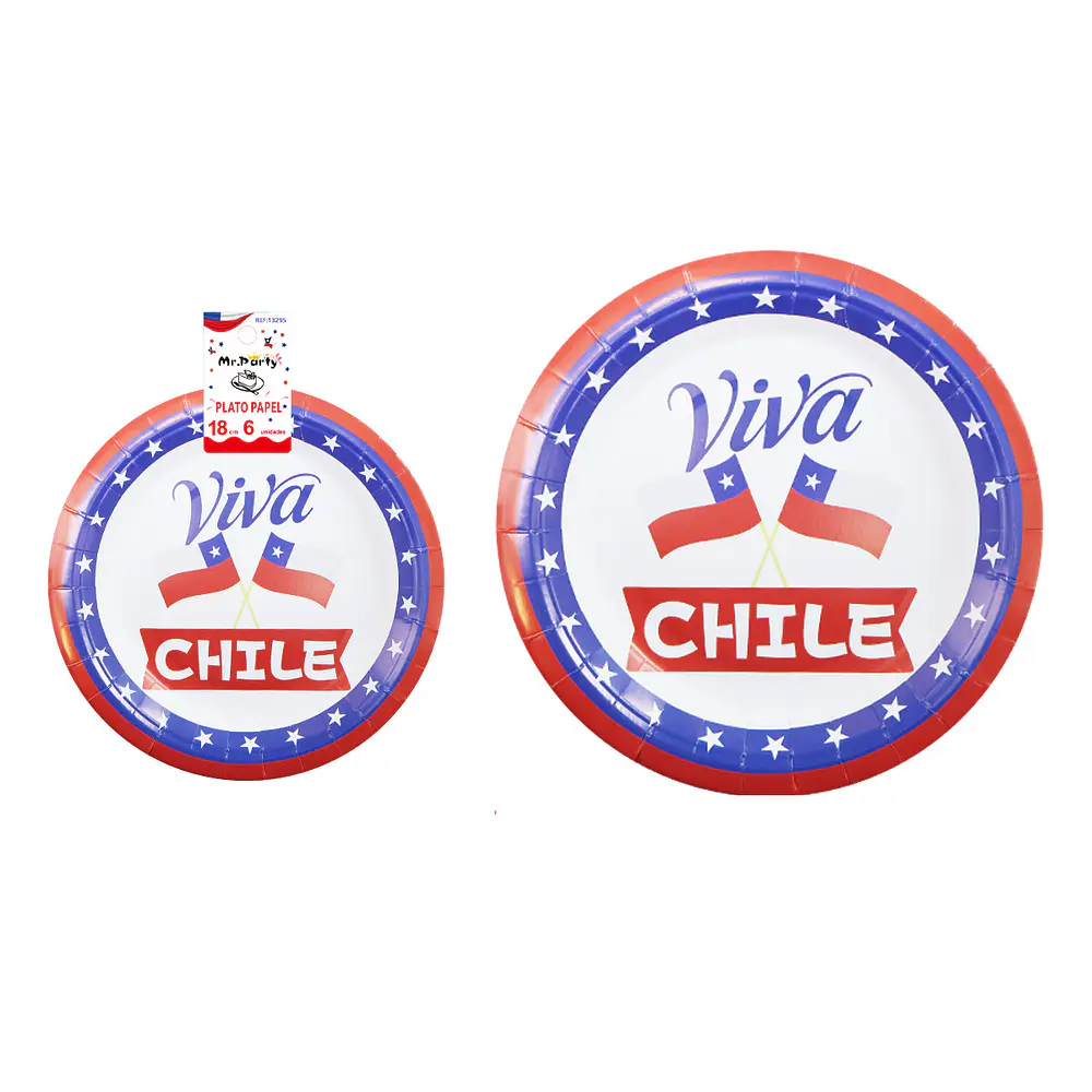 Platos de cartón Fiestas Patrias 18cm 6pcs