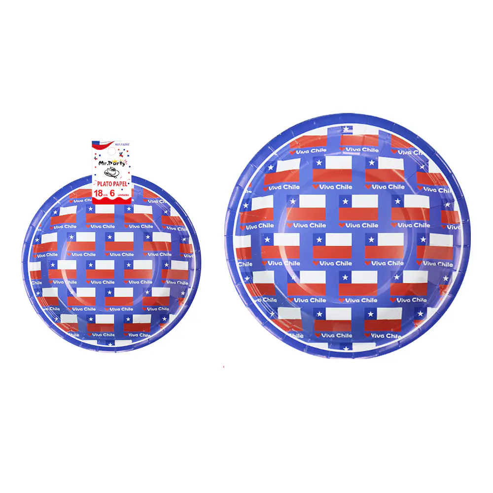 Platos de cartón Fiestas Patrias 18cm 6pcs