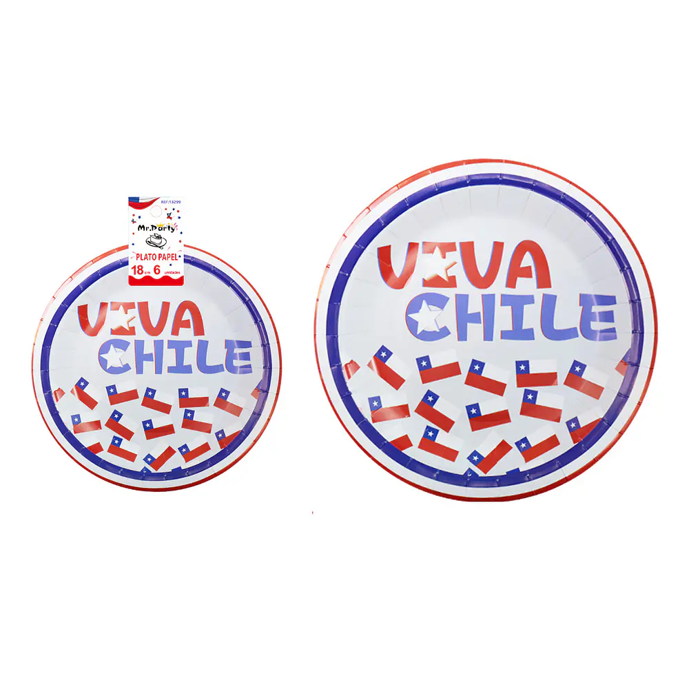 Platos de cartón Fiestas Patrias 18cm 6pcs