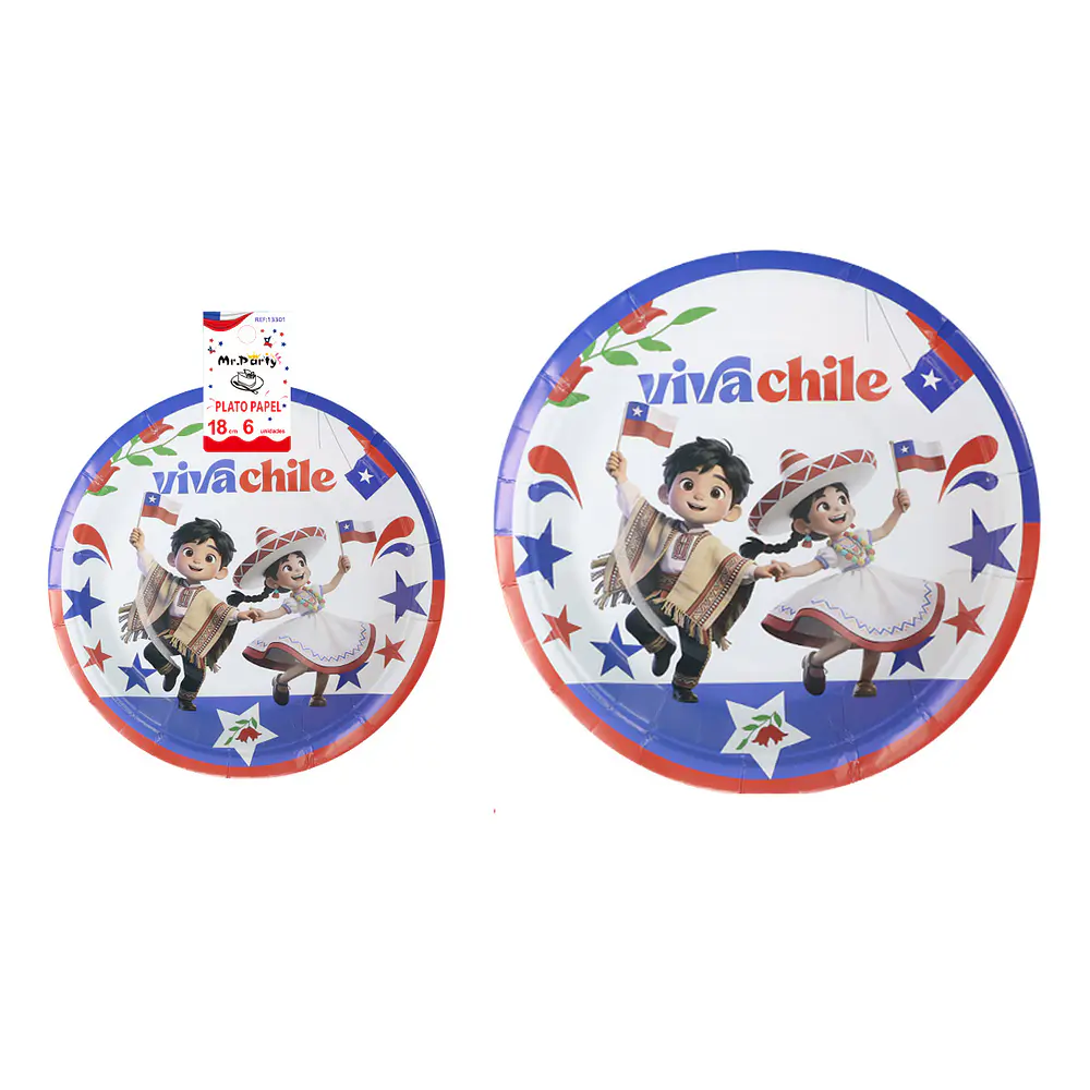 Platos de cartón Fiestas Patrias 18cm 6pcs