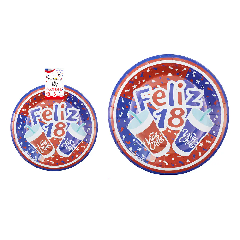 Platos de cartón Fiestas Patrias 18cm 6pcs