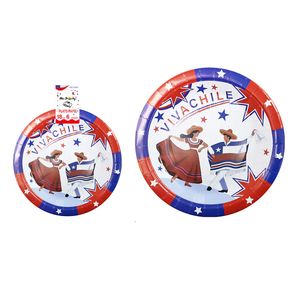 Platos de cartón Fiestas Patrias 18cm 6pcs