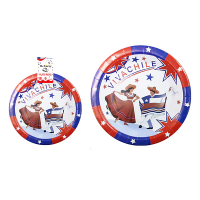 Platos de cartón Fiestas Patrias 18cm 6pcs