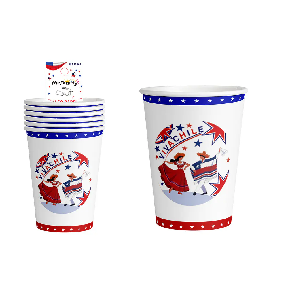 Vasos de cartón Fiestas Patrias 7*8.5cm 6pcs
